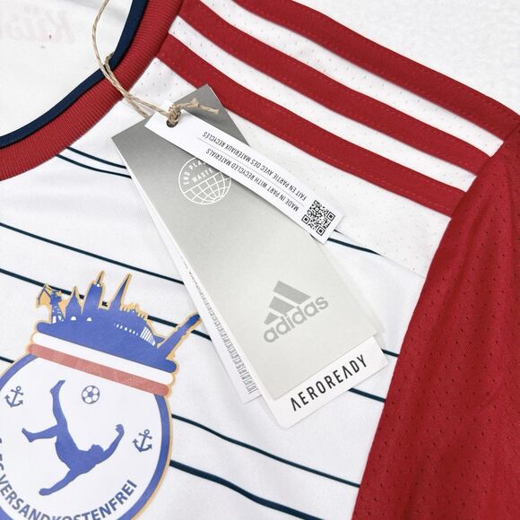 Cagliari Calcio Football Club Soccer Jersey Size Small White Red Italy NEW - Picture 7 of 13